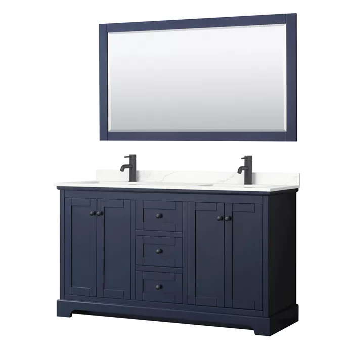 Avery 60" Double Bathroom Vanity by Wyndham Collection - Dark Blue WC-2323-60-DBL-VAN-BLU_