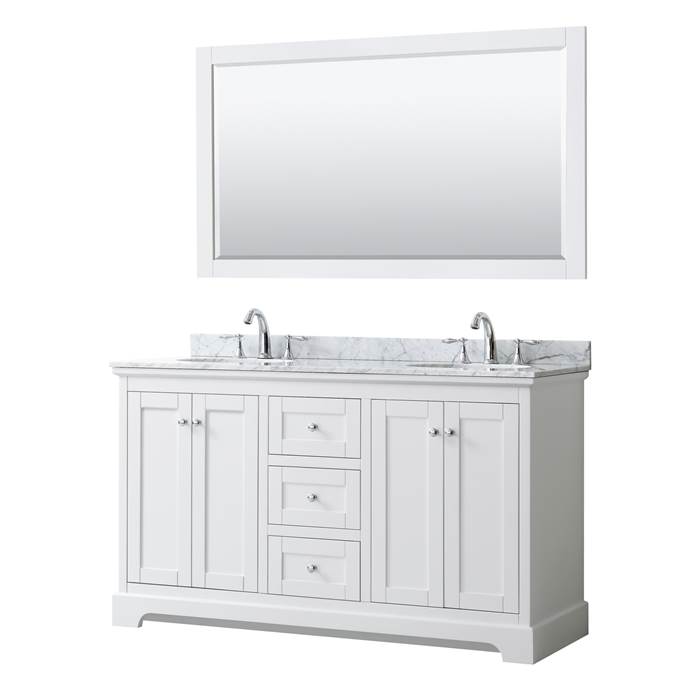Daria 60" Double Bathroom Vanity by Wyndham Collection - White WC-2525-60-DBL-VAN-WHT