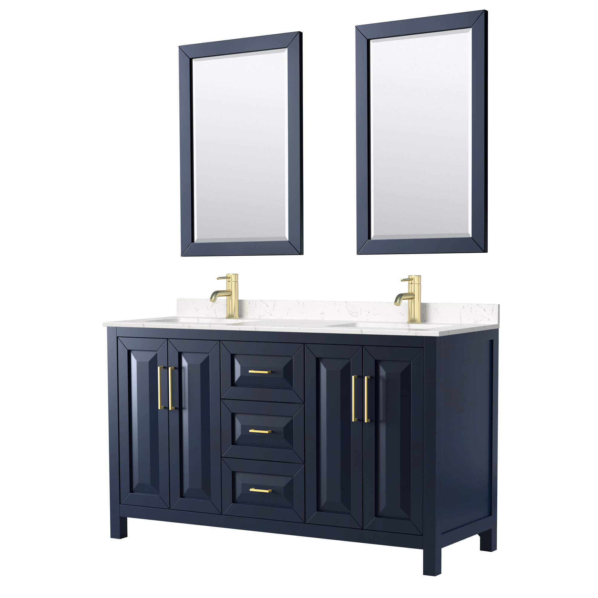 Daria 60" Double Bathroom Vanity by Wyndham Collection - Dark Blue WC-2525-60-DBL-VAN-BLU