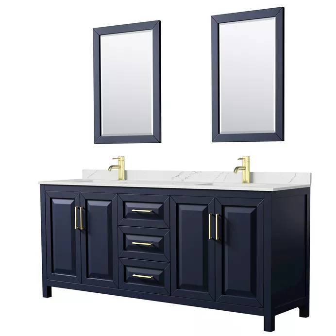 Daria 80" Double Bathroom Vanity by Wyndham Collection - Dark Blue WC-2525-80-DBL-VAN-BLU