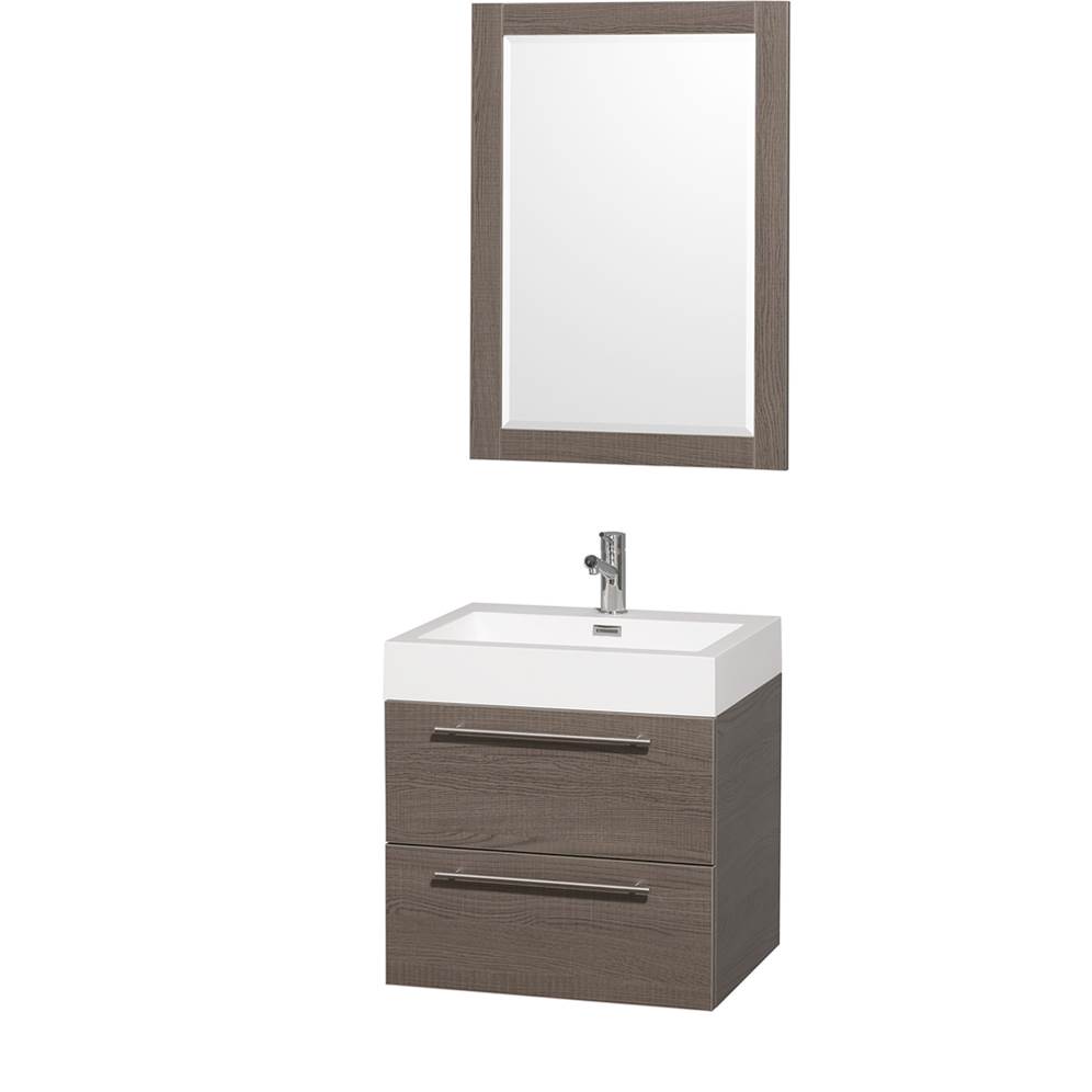 Amare 24" Wall-Mounted Bathroom Vanity Set With Integrated Sink by Wyndham Collection - Gray Oak WC-R4100-24-VAN-GRO--
