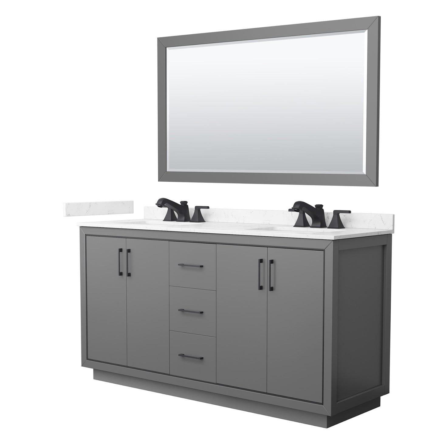 Icon Bathroom Vanity with Countertop 66 inch Double Sink 3-hole Faucet Setup