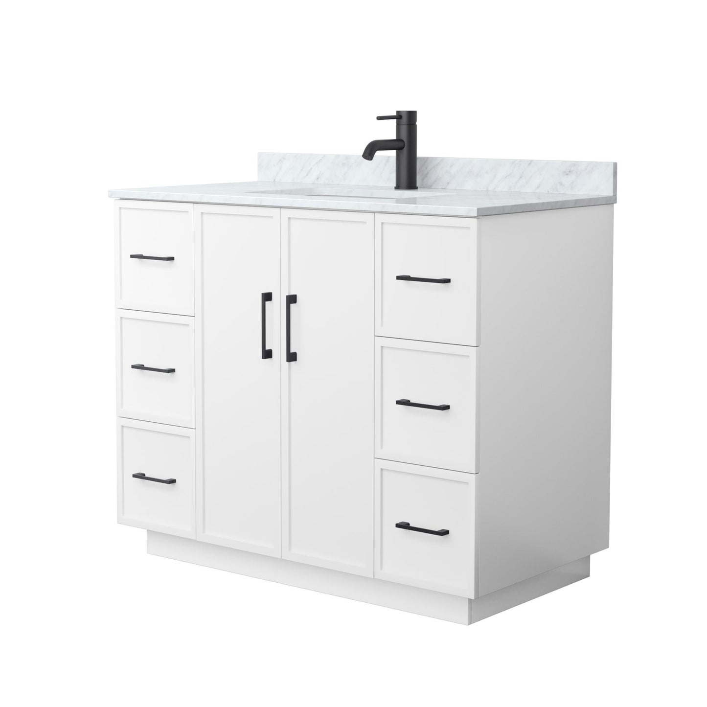 Elan TK Bathroom Vanity with Countertop 42 inch Single Sink Single hole Faucet Setup