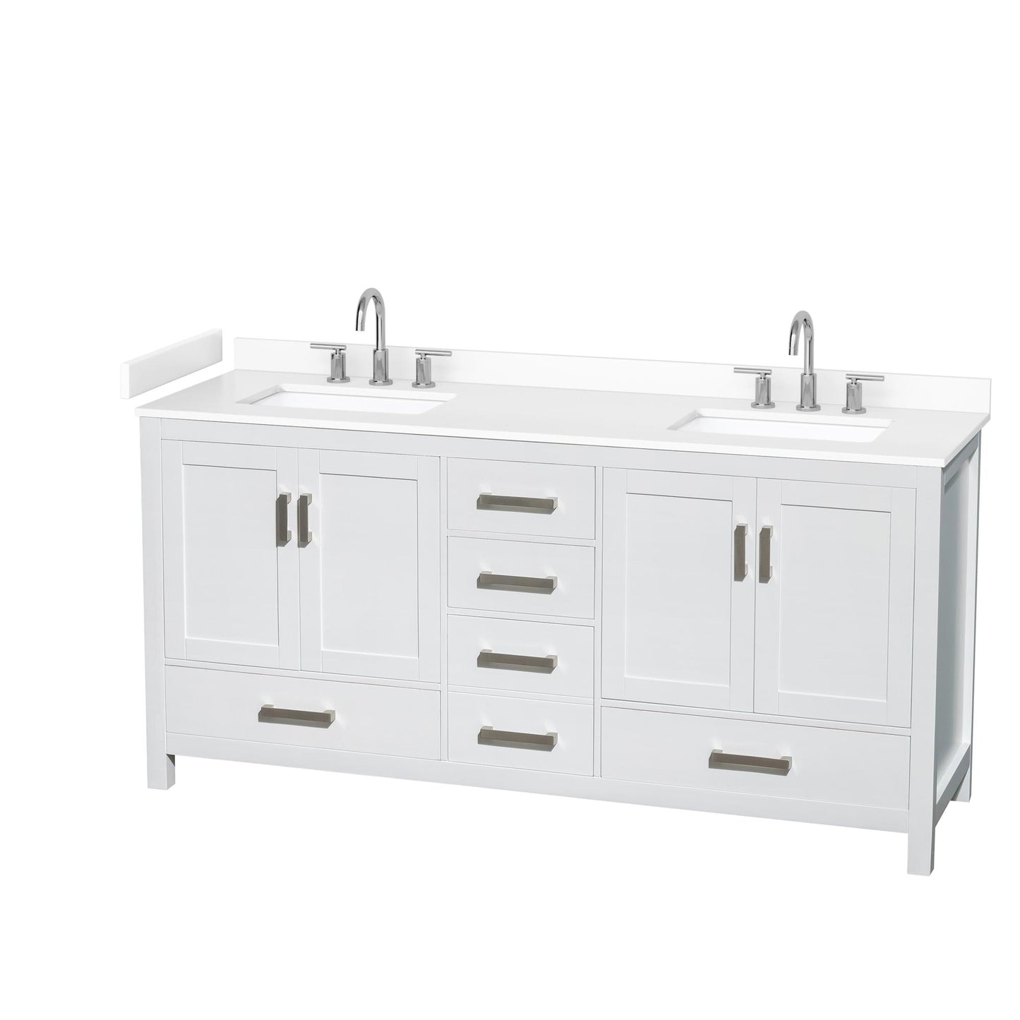 Sheffield Bathroom Vanity with Countertop 72 inch Double Sink 3-hole Faucet Setup