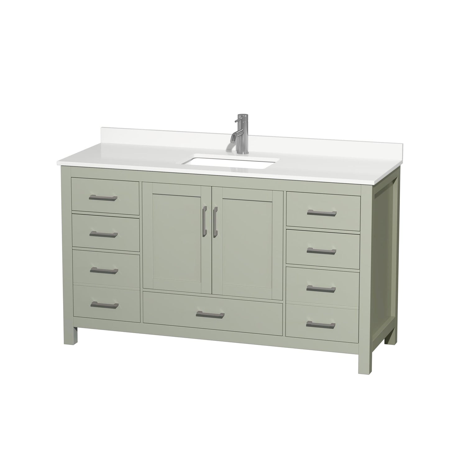 Sheffield Bathroom Vanity with Countertop 60 inch Single Sink Single hole Faucet Setup