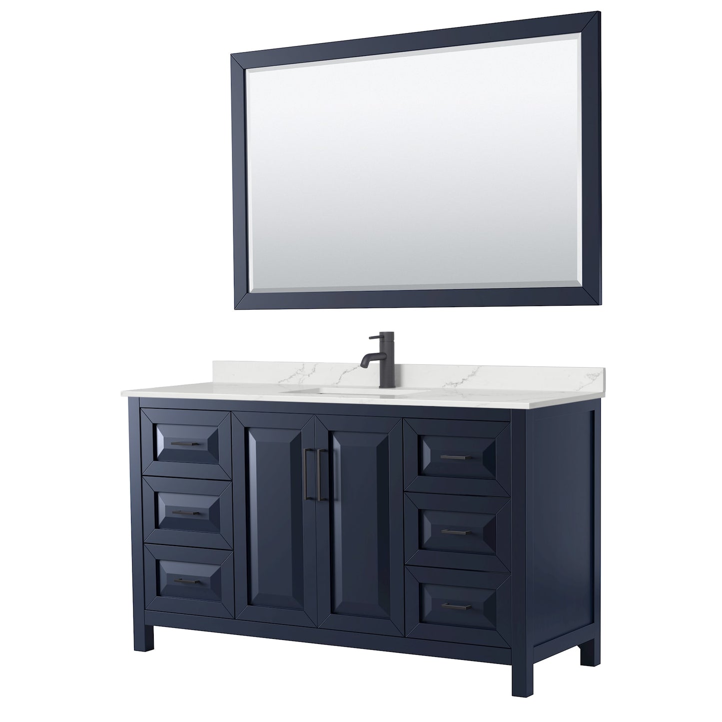 Daria Bathroom Vanity with Countertop 60 inch Single Sink Single hole Faucet Setup