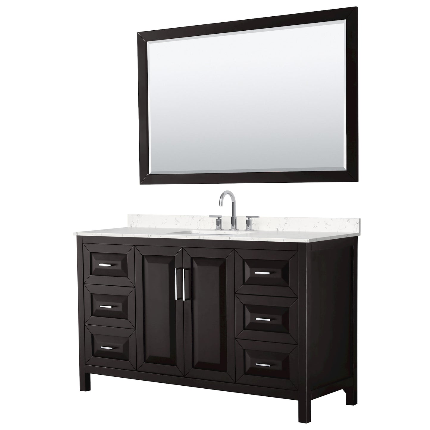 Daria Bathroom Vanity with Countertop 60 inch Single Sink 3-hole Faucet Setup