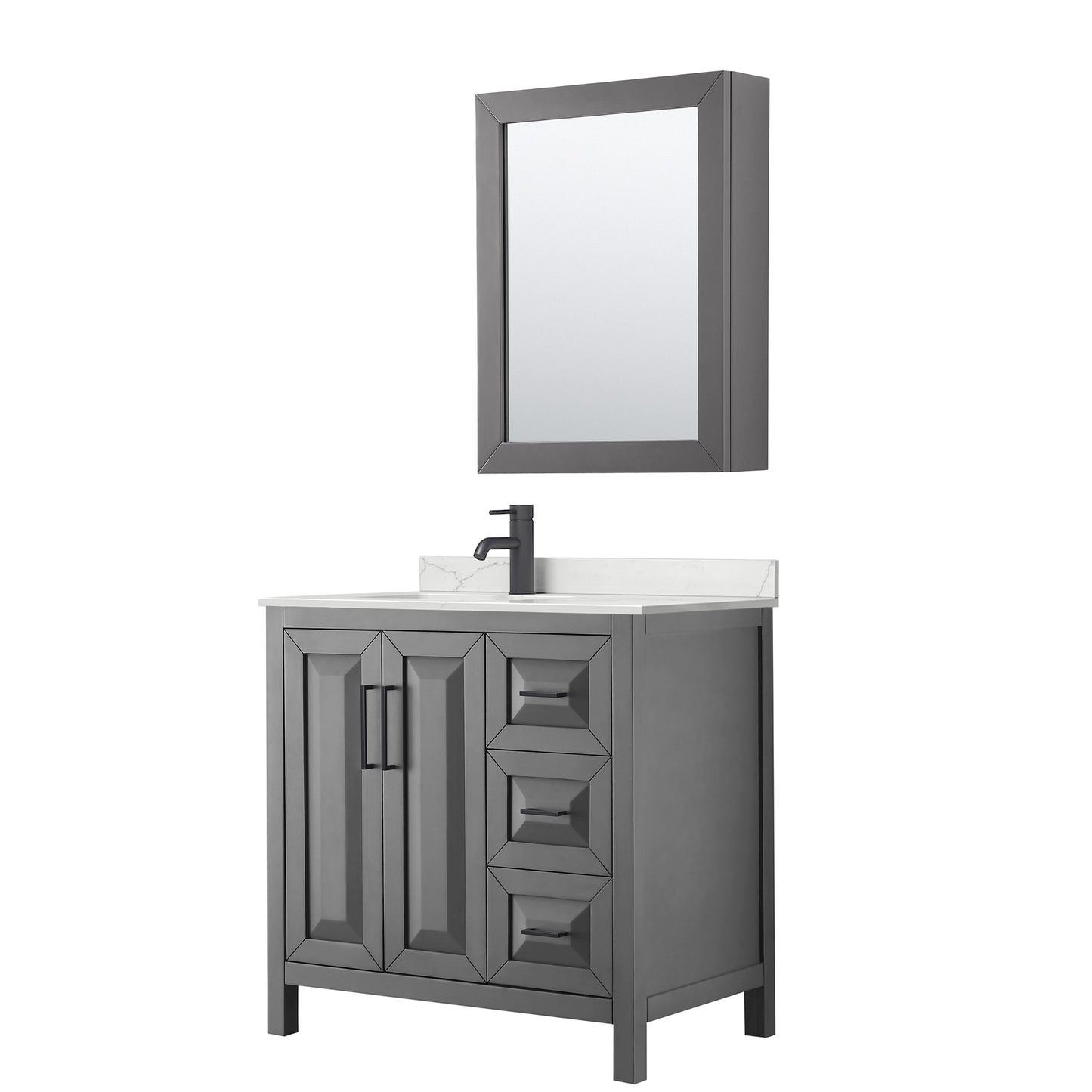Daria Bathroom Vanity with Countertop 36 inch Single Sink Single hole Faucet Setup
