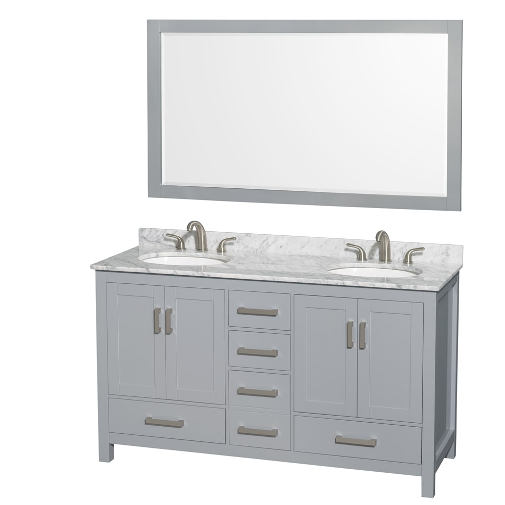 Sheffield Bathroom Vanity with Countertop 60 inch Double Sink 3-hole Faucet Setup