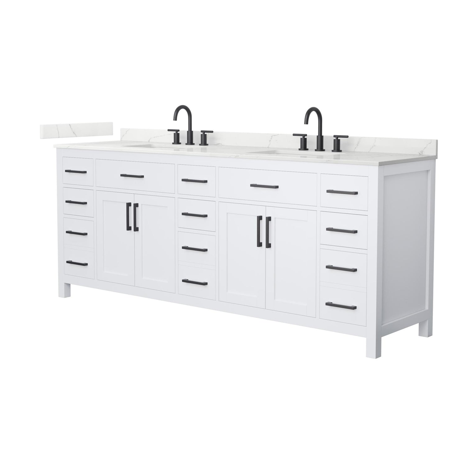 Beckett Bathroom Vanity with Countertop 84 inch Double Sink 3-hole Faucet Setup