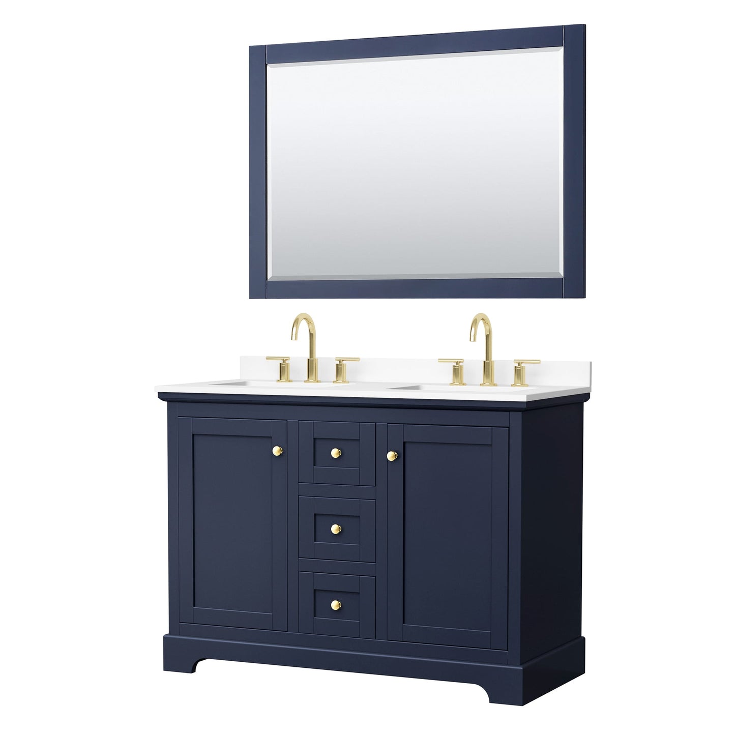 Avery Bathroom Vanity with Countertop 48 inch Double Sink 3-hole Faucet Setup