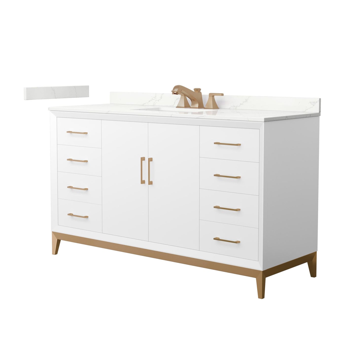 Amici Bathroom Vanity with Countertop 60 inch Single Sink 3-hole Faucet Setup