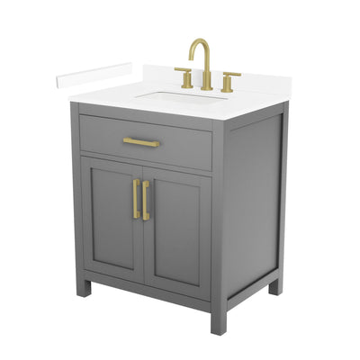 Beckett Bathroom Vanity with Countertop 30 inch Single Sink 3-hole Faucet Setup