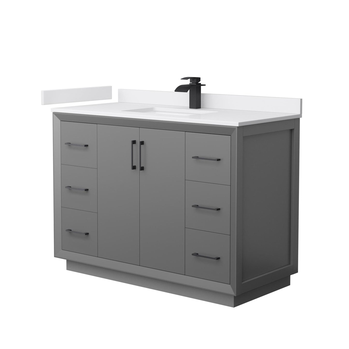 Strada Bathroom Vanity with Countertop 48 inch Single Sink Single hole Faucet Setup