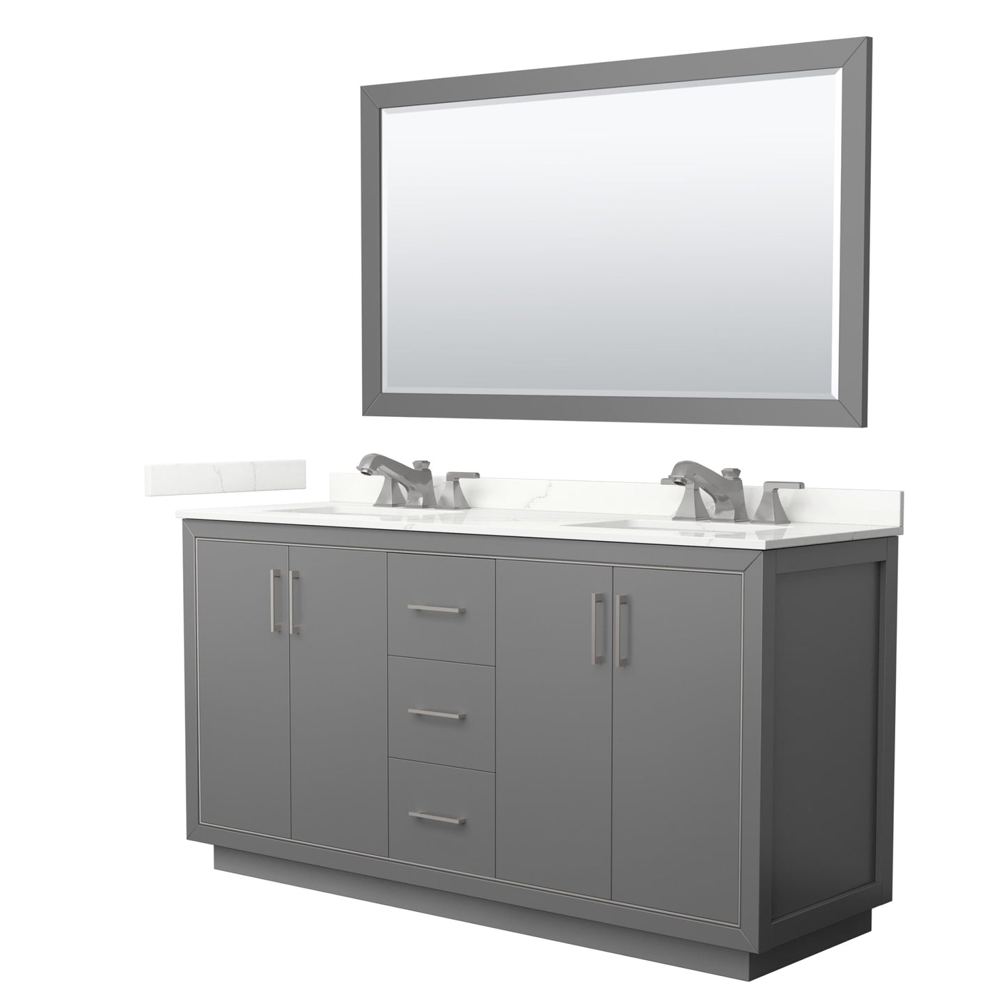 Icon Bathroom Vanity with Countertop 66 inch Double Sink 3-hole Faucet Setup