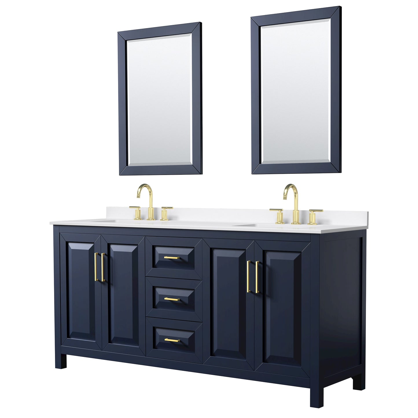 Daria Bathroom Vanity with Countertop 72 inch Double Sink 3-hole Faucet Setup