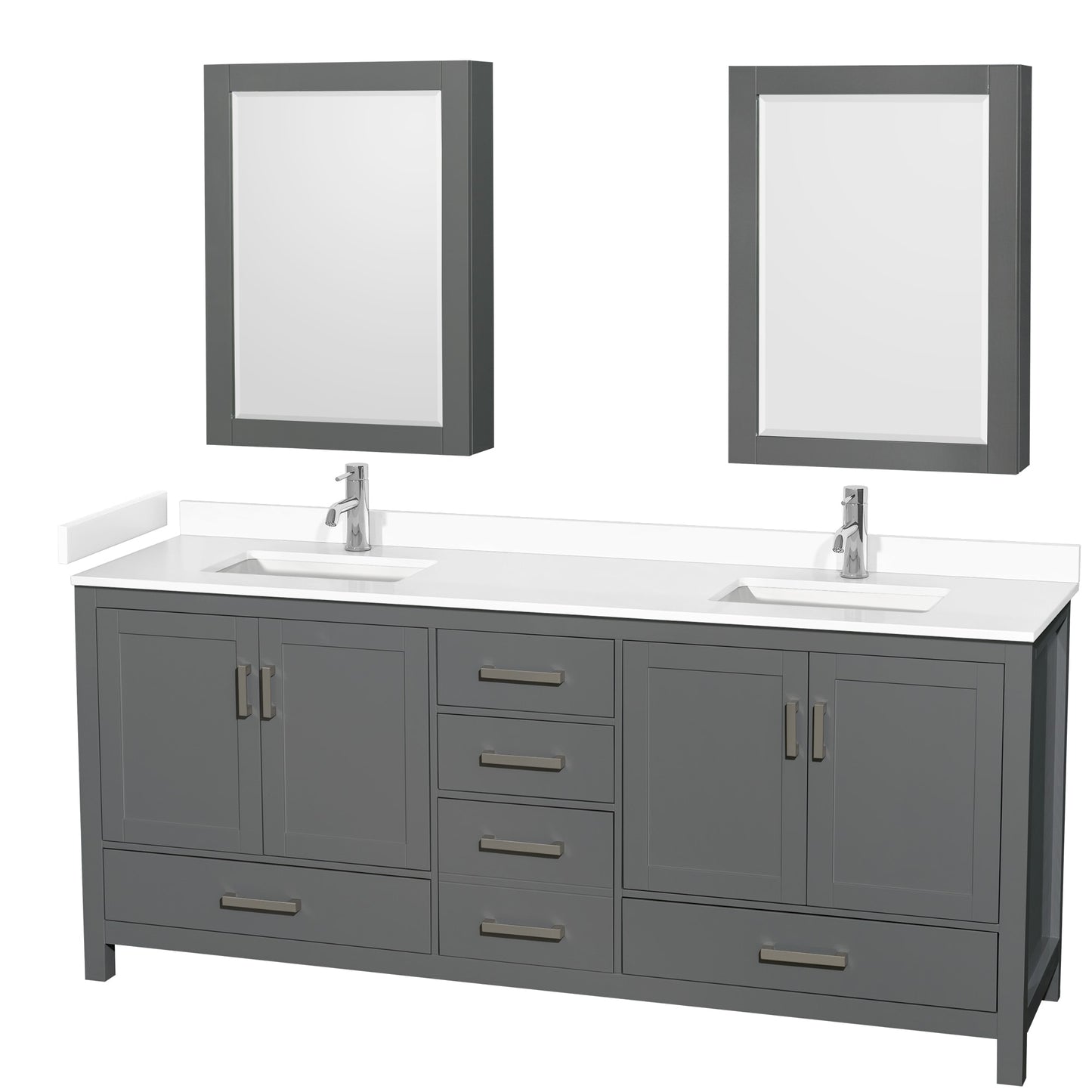 Sheffield Bathroom Vanity with Countertop 80 inch Double Sink Single hole Faucet Setup
