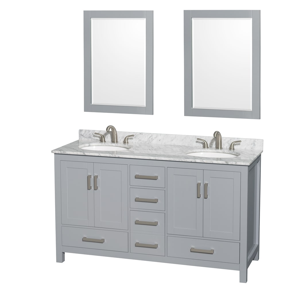 Sheffield Bathroom Vanity with Countertop 60 inch Double Sink 3-hole Faucet Setup