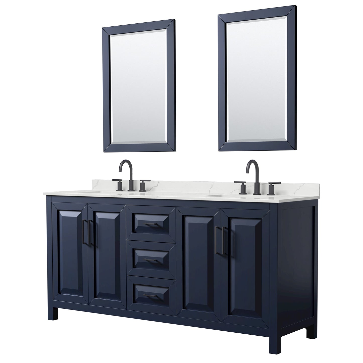 Daria Bathroom Vanity with Countertop 72 inch Double Sink 3-hole Faucet Setup