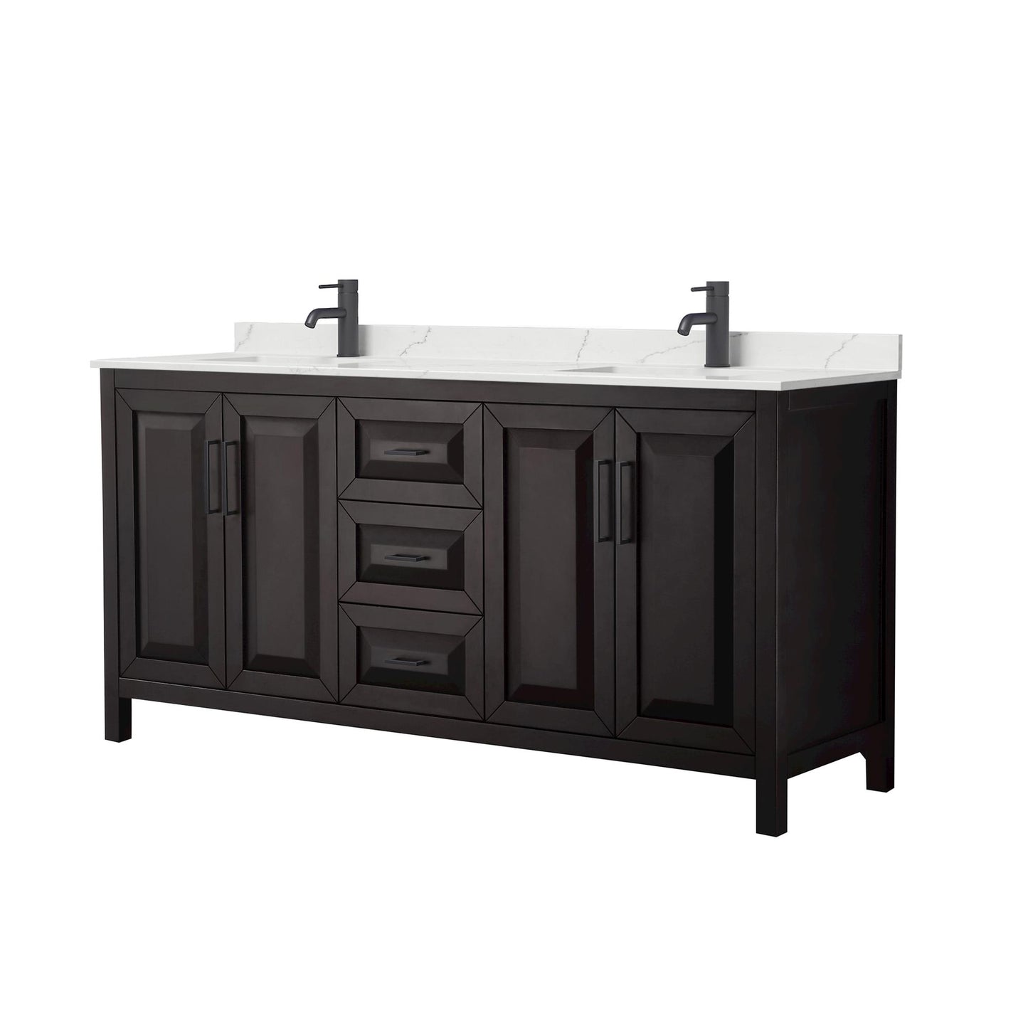 Daria Bathroom Vanity with Countertop 72 inch Double Sink Single hole Faucet Setup