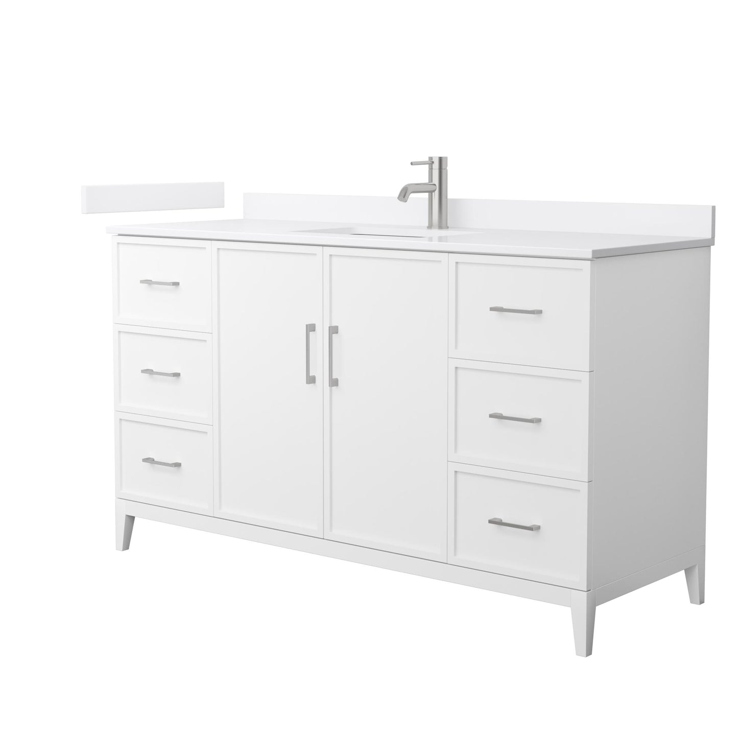 Elan Bathroom Vanity with Countertop 60 inch Single Sink Single hole Faucet Setup