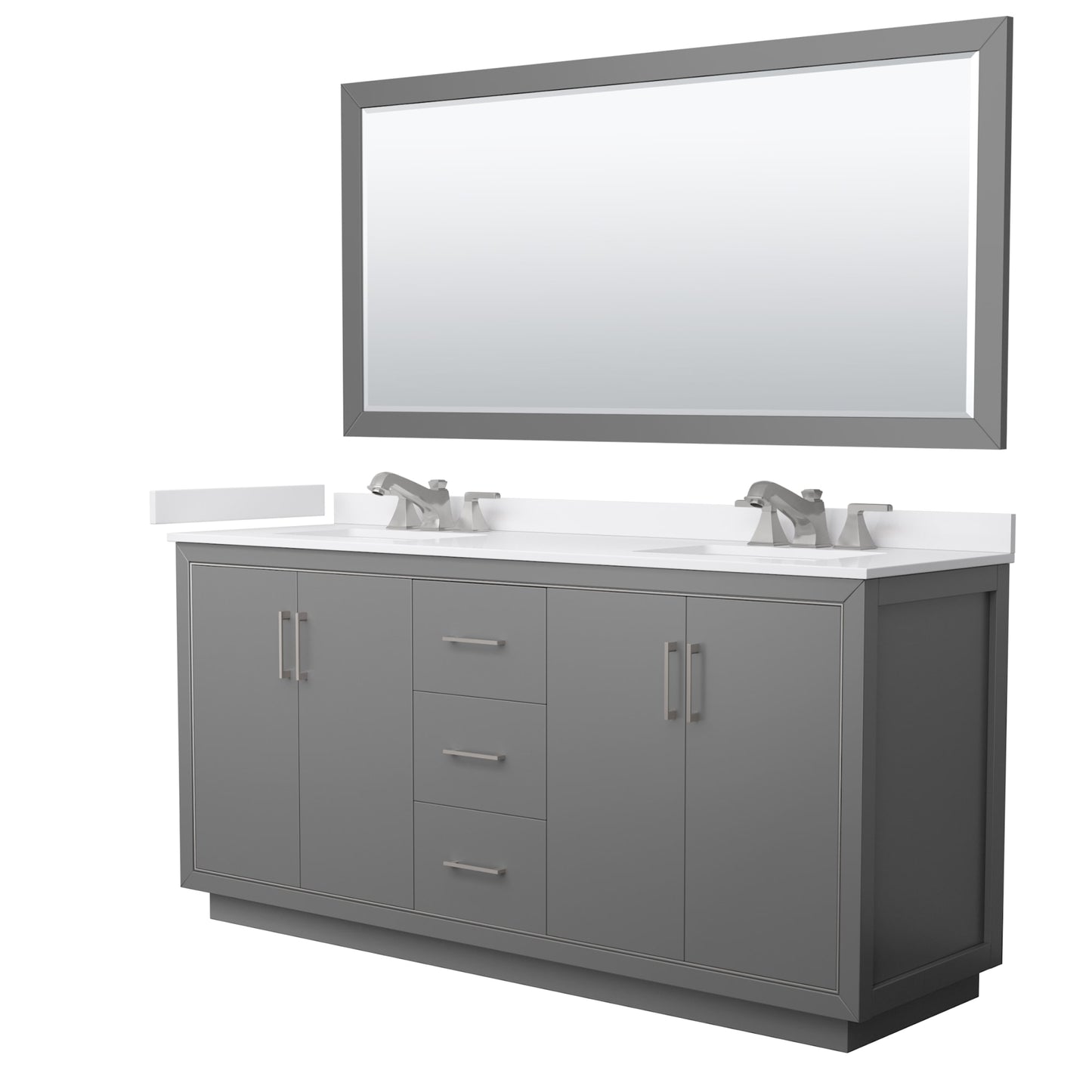 Icon Bathroom Vanity with Countertop 72 inch Double Sink 3-hole Faucet Setup