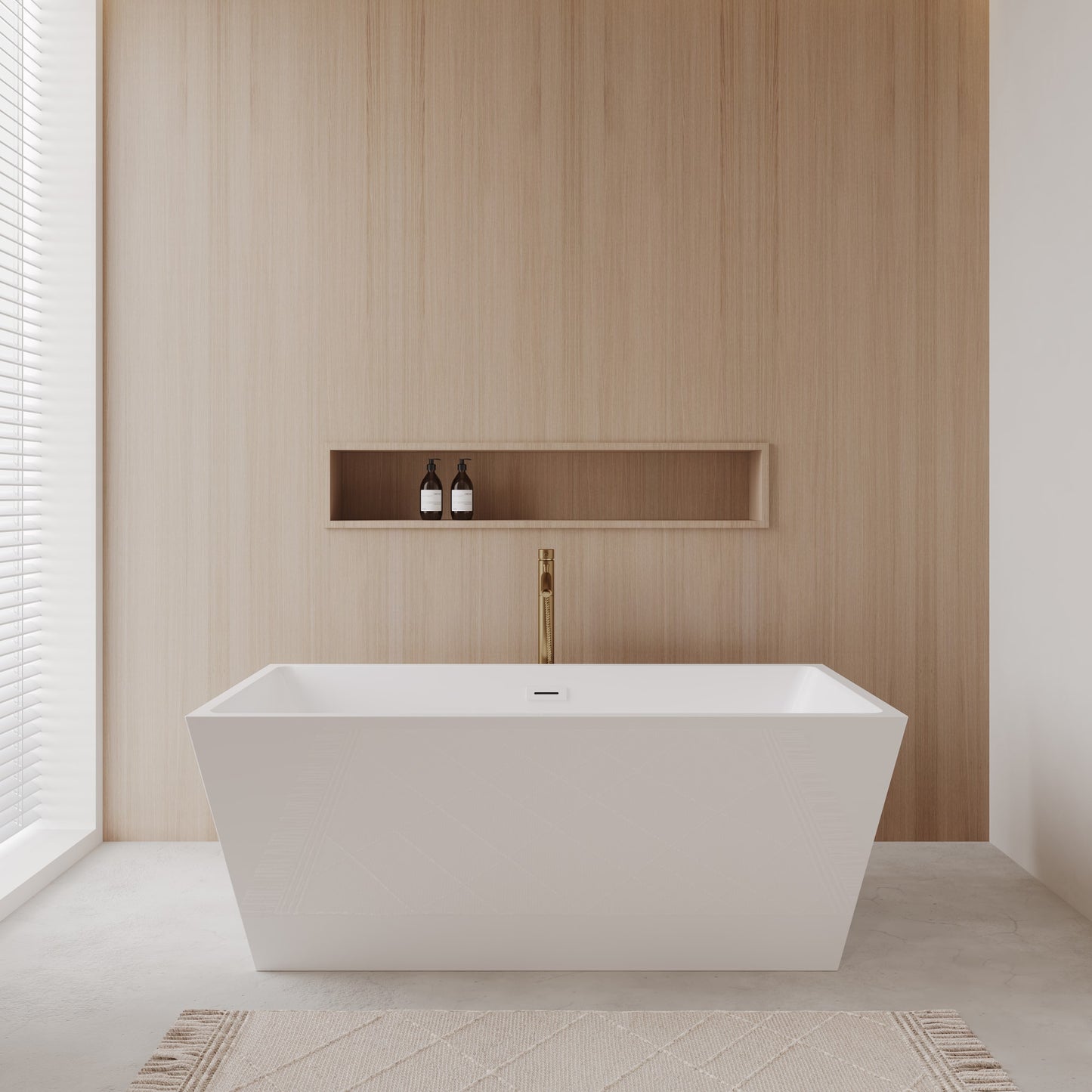 Sara Freestanding Acrylic Bathtub With Faucet 63 inch