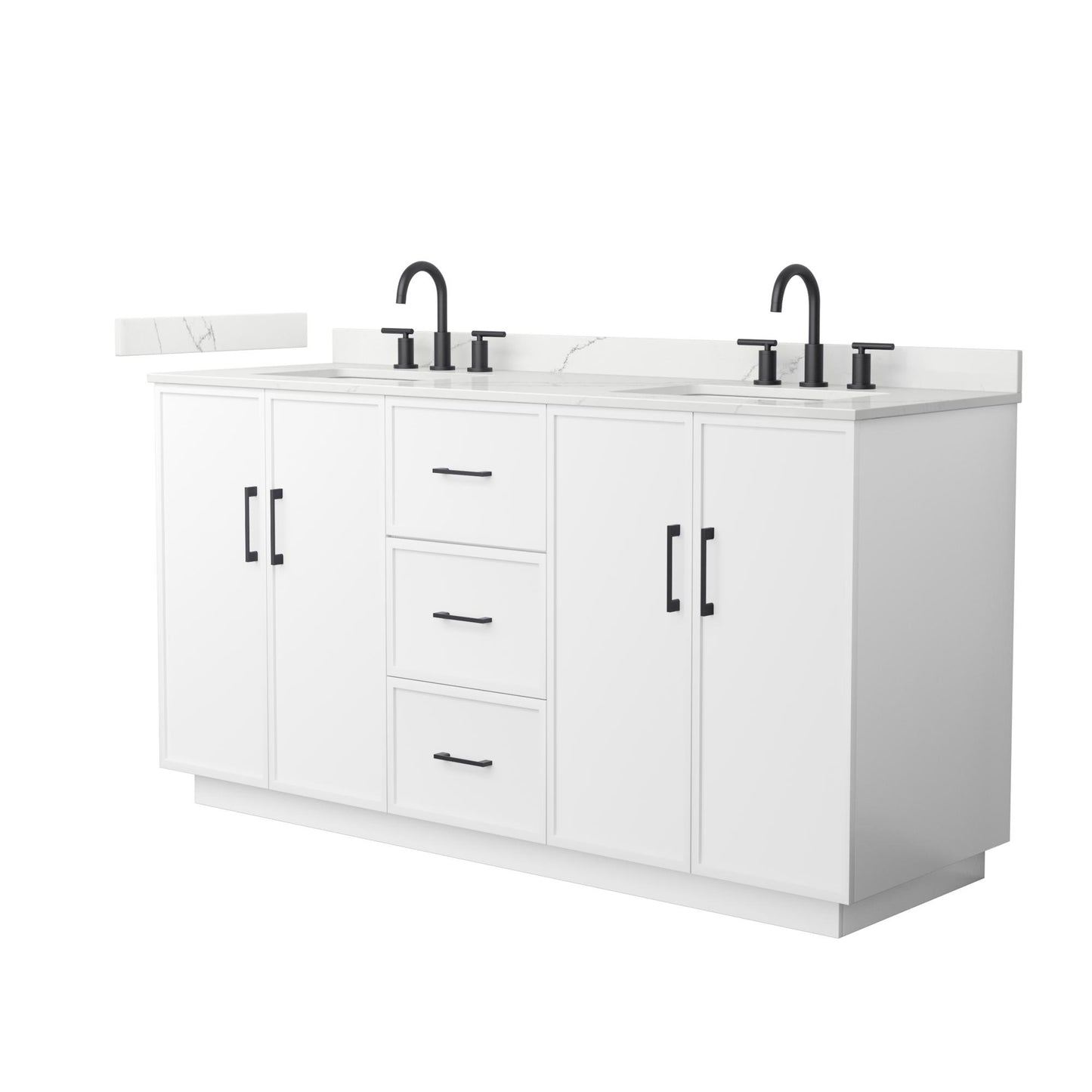 Elan TK Bathroom Vanity with Countertop 66 inch Double Sink 3-hole Faucet Setup