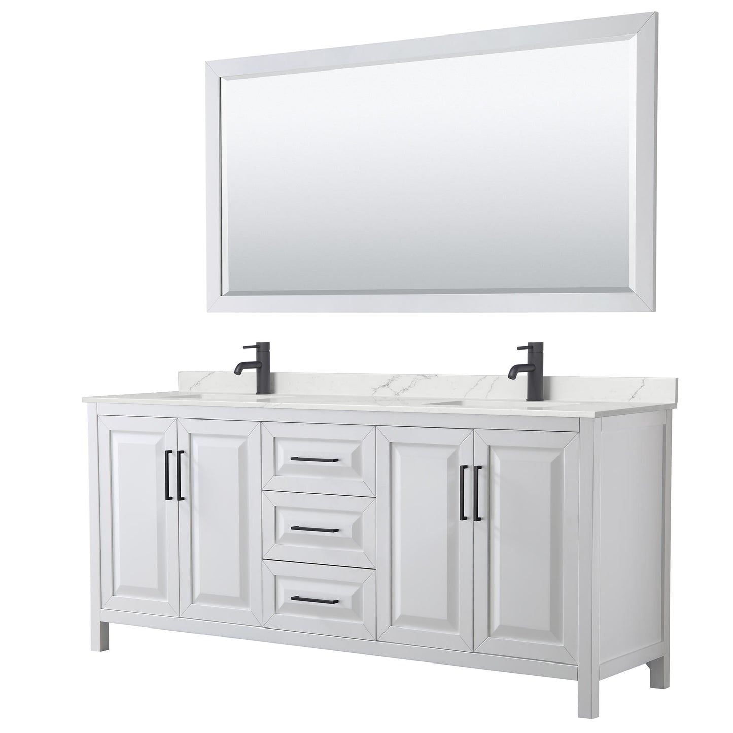 Daria Bathroom Vanity with Countertop 80 inch Double Sink Single hole Faucet Setup