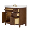 Custom image for Dark Walnut with Brushed Gold Trim / White Cultured Marble / No Mirror