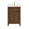 Custom image for Dark Walnut with Brushed Gold Trim / White Cultured Marble / No Mirror