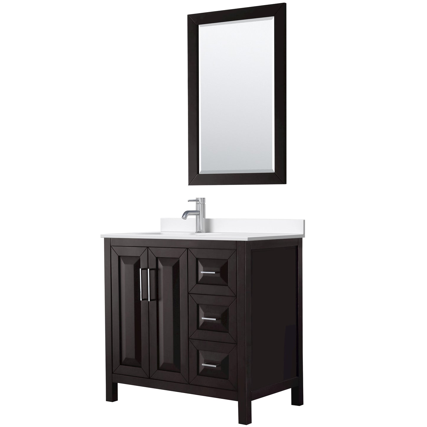 Daria Bathroom Vanity with Countertop 36 inch Single Sink Single hole Faucet Setup