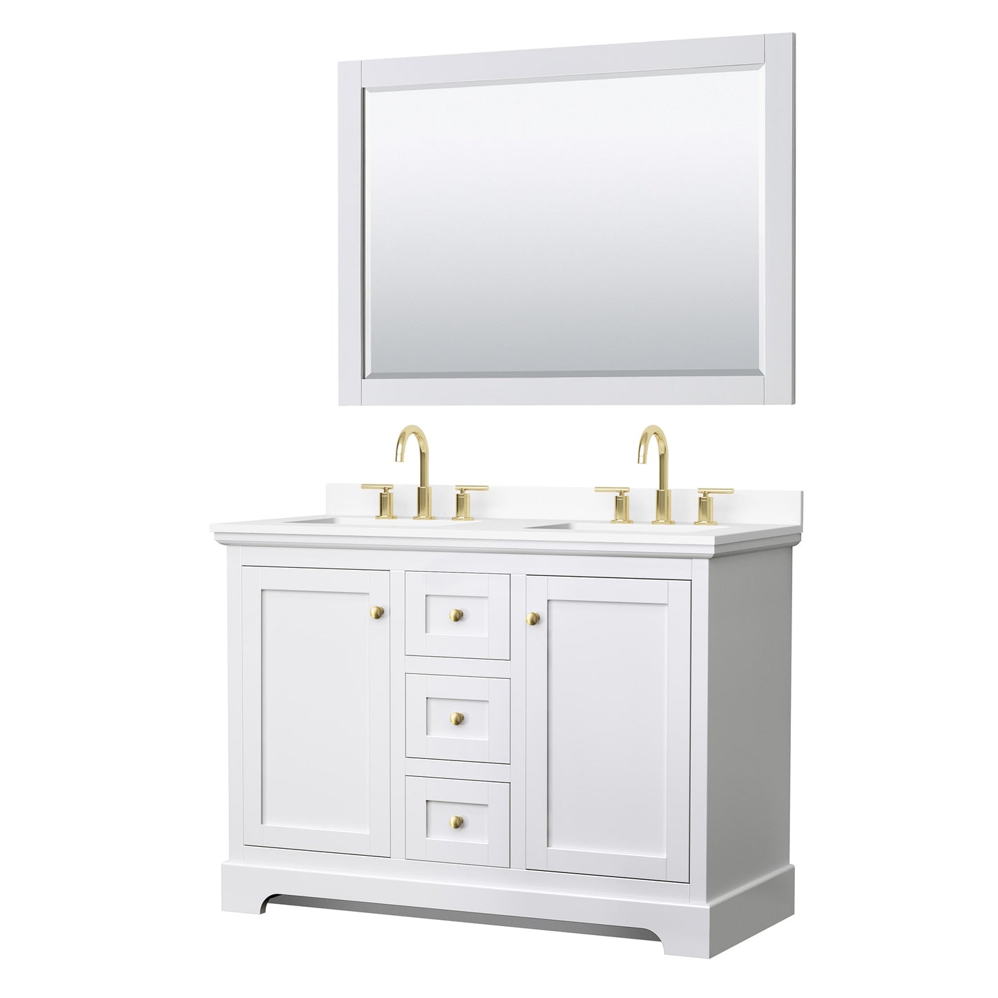 Avery Bathroom Vanity with Countertop 48 inch Double Sink 3-hole Faucet Setup