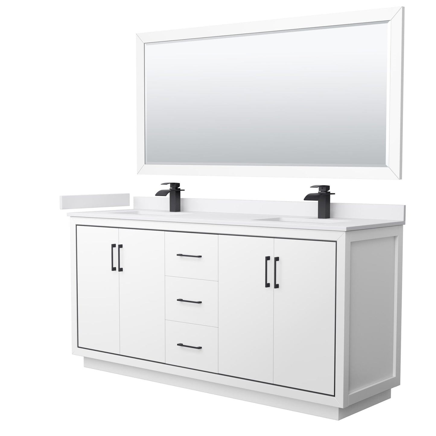 Icon Bathroom Vanity with Countertop 72 inch Double Sink Single hole Faucet Setup