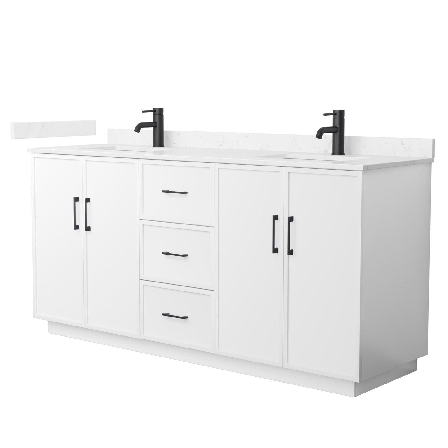 Elan TK Bathroom Vanity with Countertop 72 inch Double Sink Single hole Faucet Setup