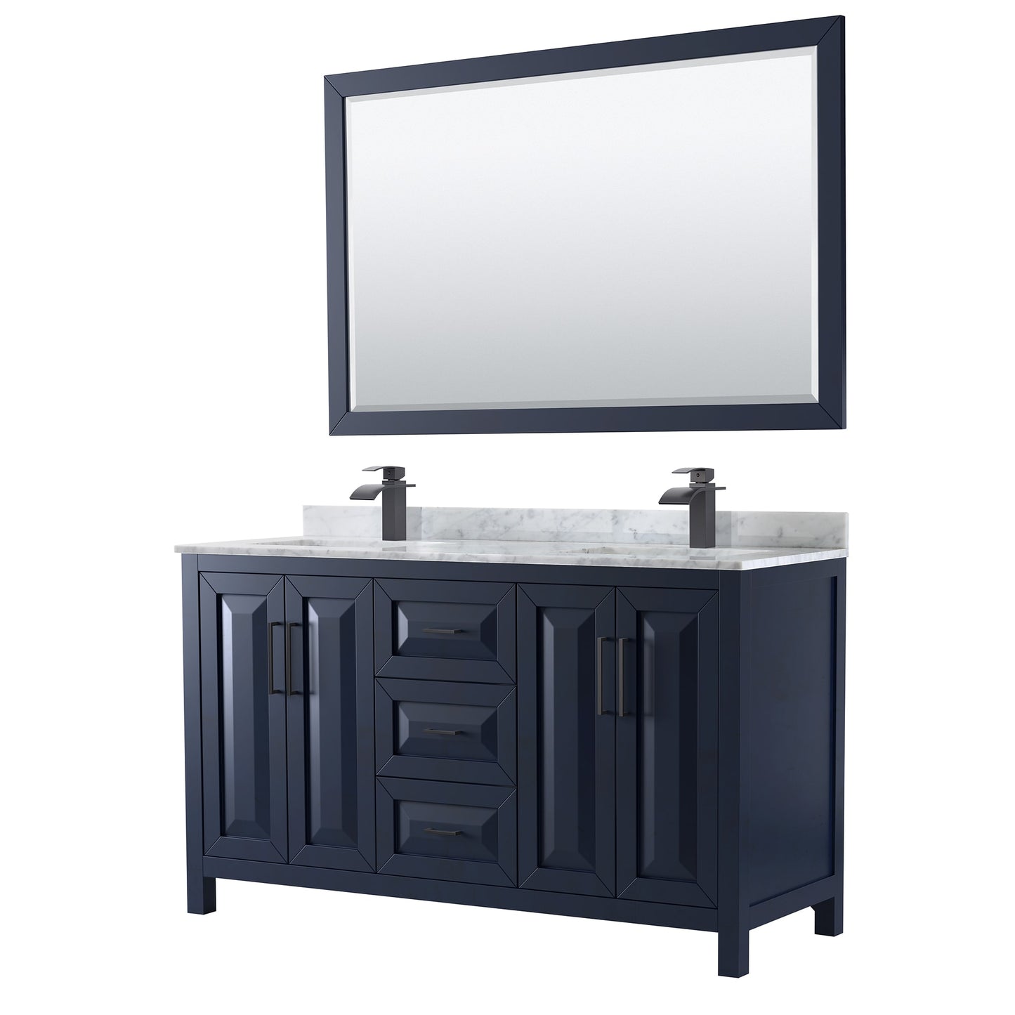 Daria Bathroom Vanity with Countertop 60 inch Double Sink Single hole Faucet Setup