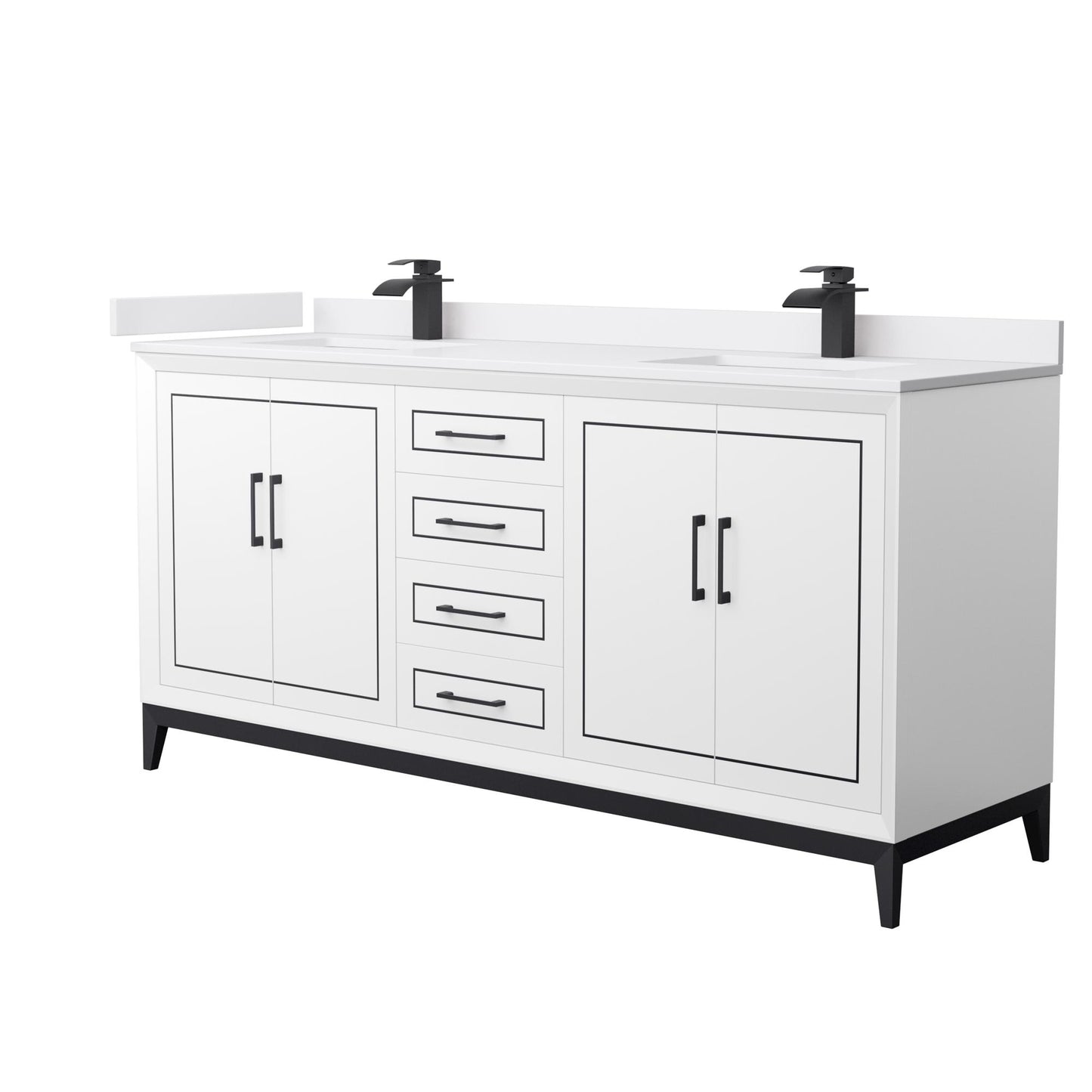 Marlena Bathroom Vanity with Countertop 72 inch Double Sink Single hole Faucet Setup