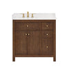 Custom image for Dark Walnut with Brushed Gold Trim / White Cultured Marble / No Mirror