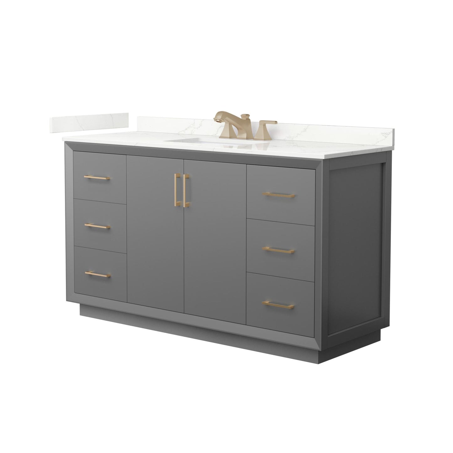 Strada Bathroom Vanity with Countertop 60 inch Single Sink 3-hole Faucet Setup