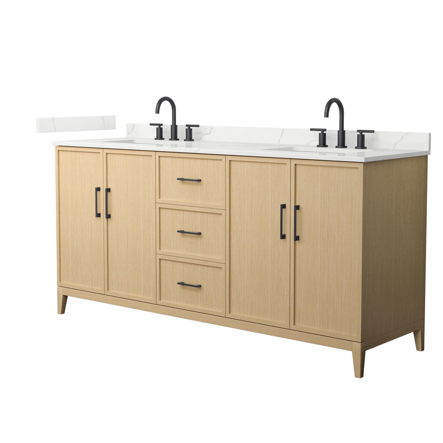 Elan Bathroom Vanity with Countertop 72 inch Double Sink 3-hole Faucet Setup