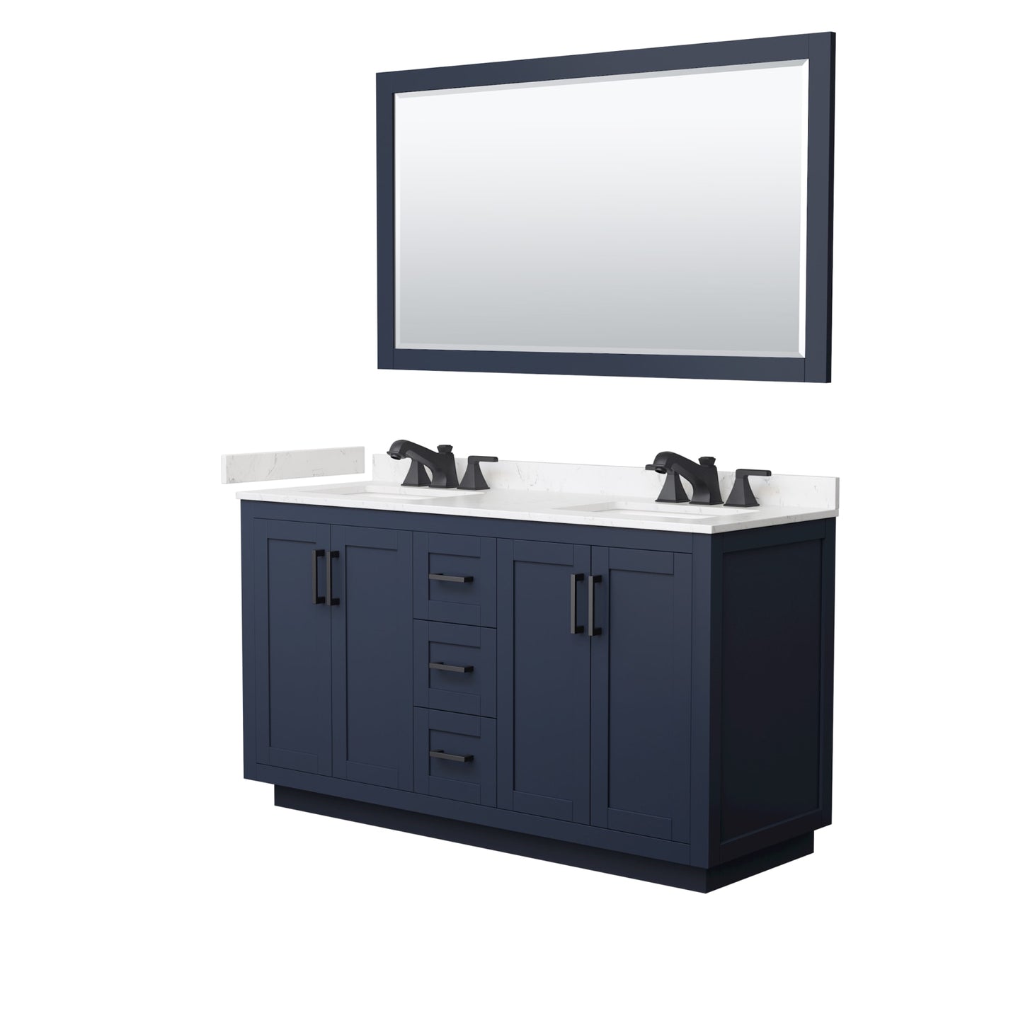 Miranda Bathroom Vanity with Countertop 60 inch Double Sink 3-hole Faucet Setup