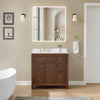 Custom image for Dark Walnut with Brushed Gold Trim / White Cultured Marble / No Mirror