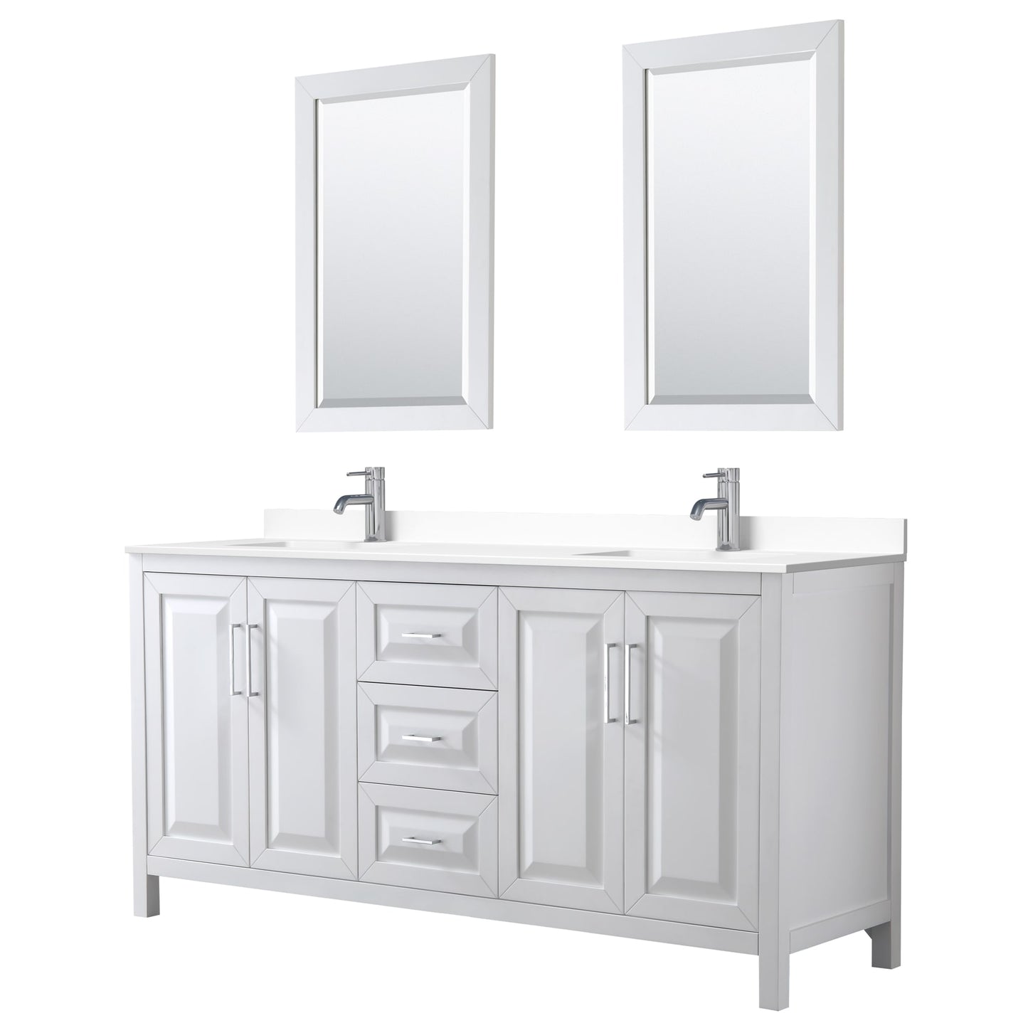Daria Bathroom Vanity with Countertop 72 inch Double Sink Single hole Faucet Setup