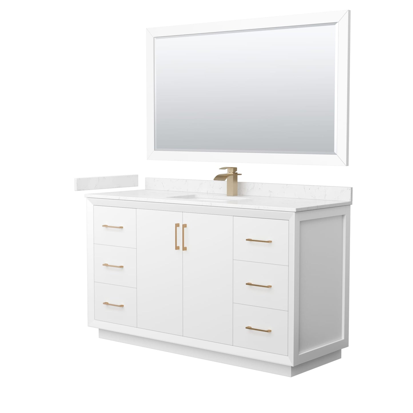 Strada Bathroom Vanity with Countertop 60 inch Single Sink Single hole Faucet Setup