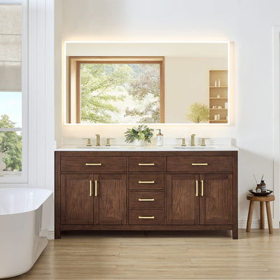 Beckett Bathroom Vanity with Countertop 72 inch Double Sink 3-hole Faucet Setup