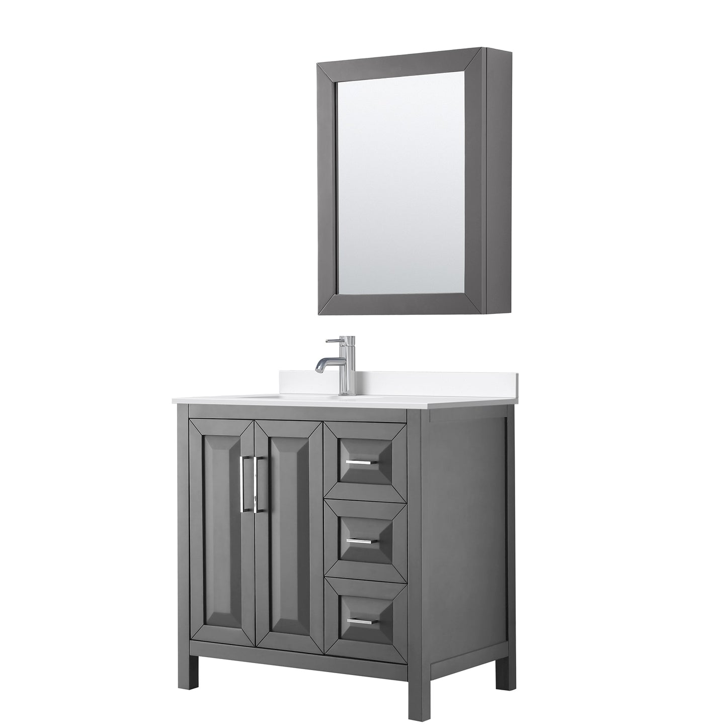 Daria Bathroom Vanity with Countertop 36 inch Single Sink Single hole Faucet Setup