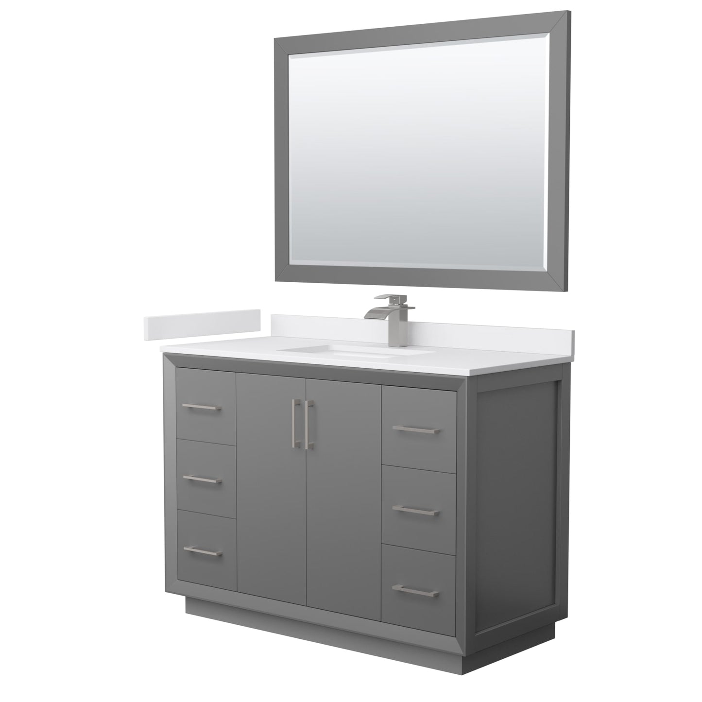 Strada Bathroom Vanity with Countertop 48 inch Single Sink Single hole Faucet Setup