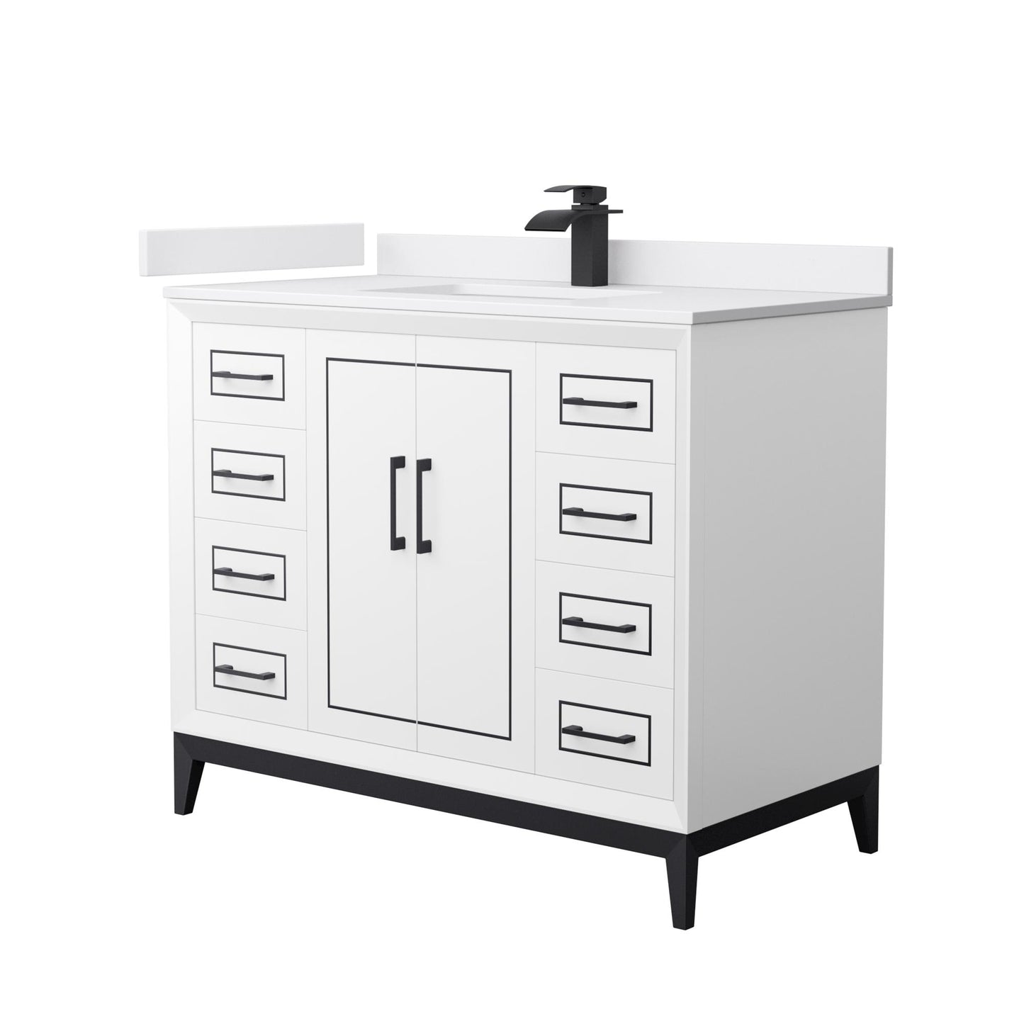 Marlena Bathroom Vanity with Countertop 42 inch Single Sink Single hole Faucet Setup