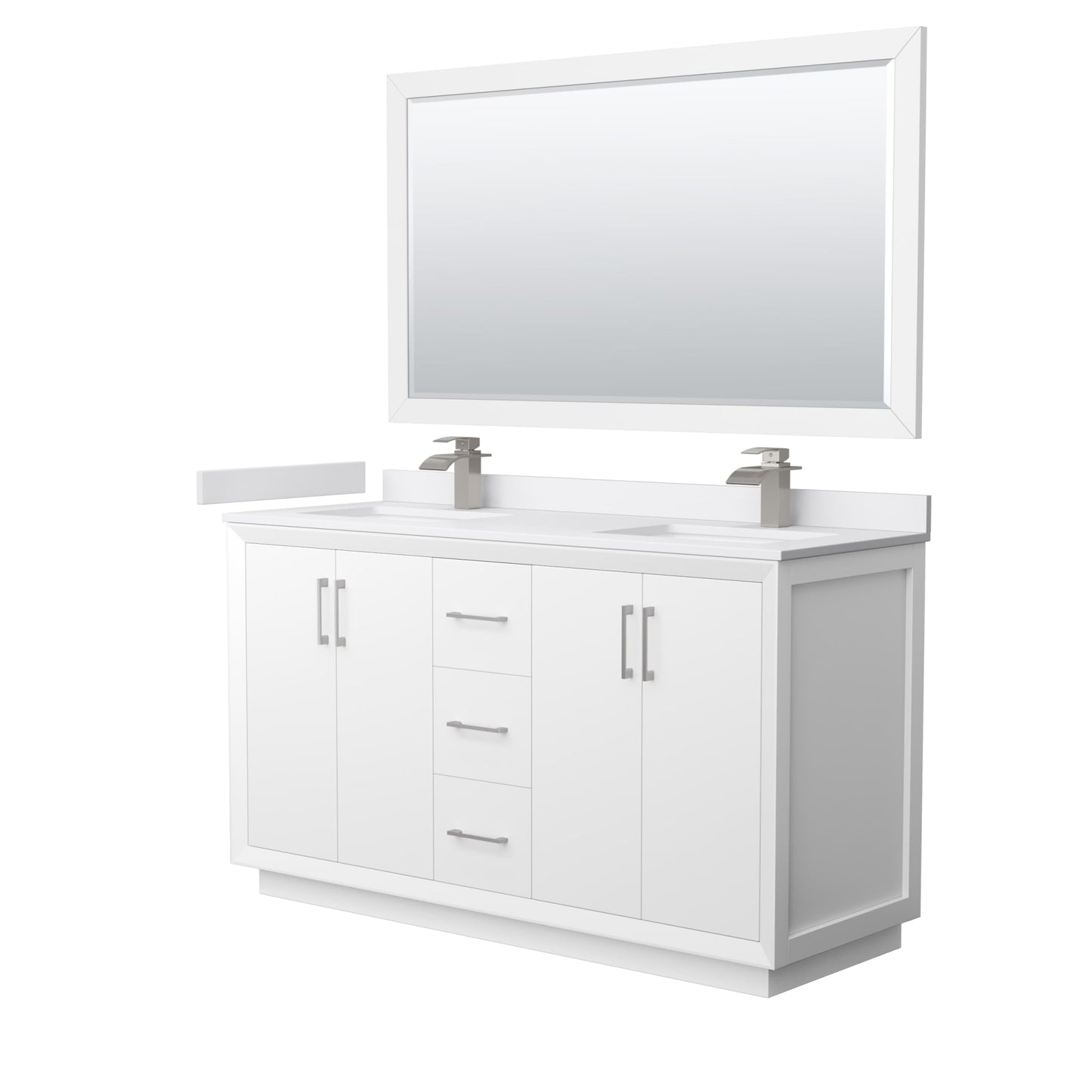 Strada Bathroom Vanity with Countertop 60 inch Double Sink Single hole Faucet Setup
