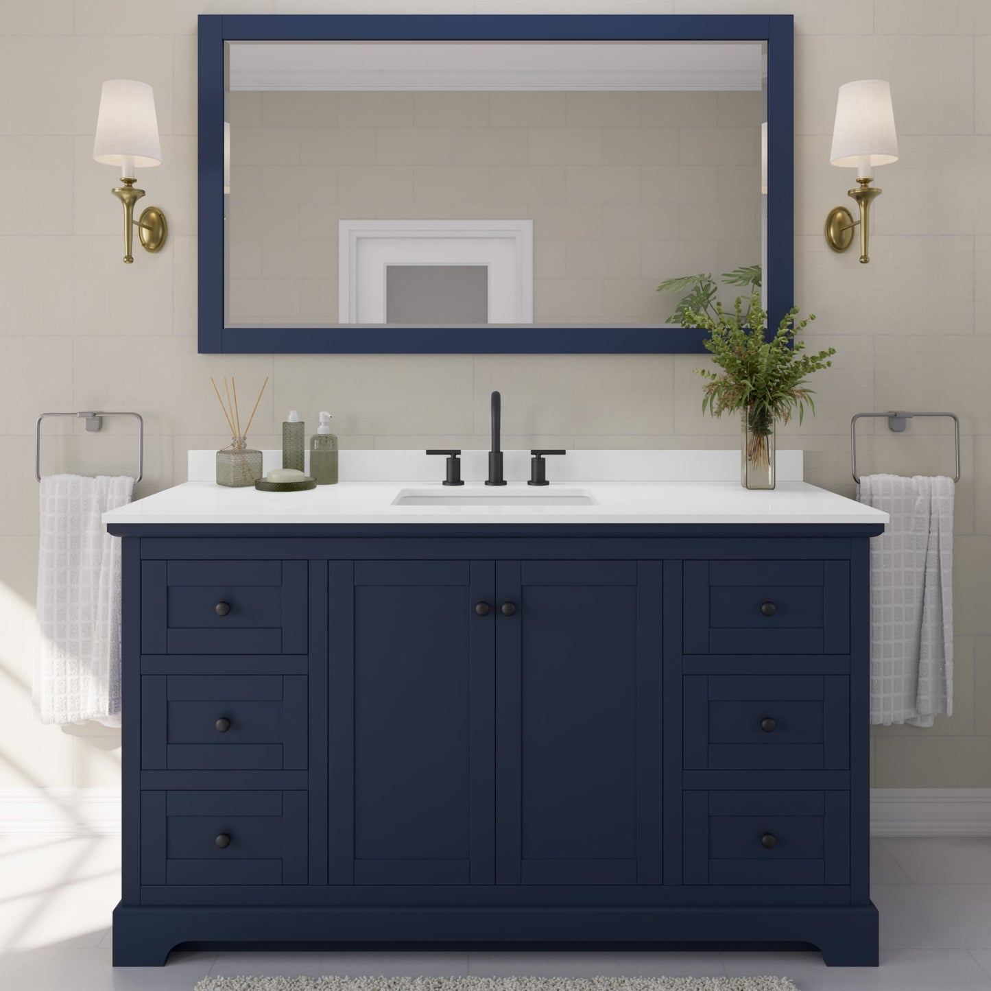 Avery Bathroom Vanity with Countertop 60 inch Single Sink 3-hole Faucet Setup